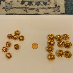 Gold and orange Decorative Buttons set of 18